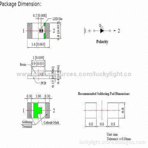Lucky Light High-quality 0603 Package Blue Chip LED, 3.4V Forward Voltage